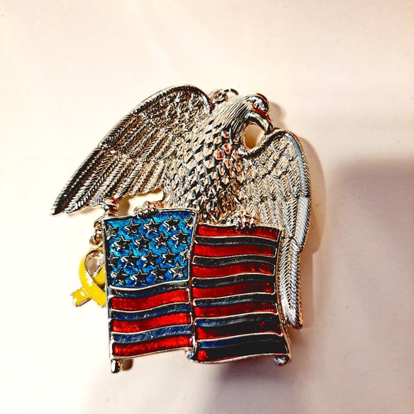 Gorham Eagle of Courage patriotic ornament American flag in box---box is crushed - Picture 1 of 11